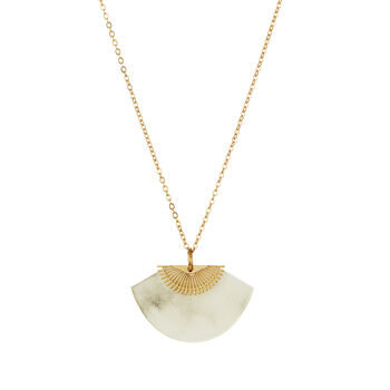 White Marble And Brass Fan Art Deco Acrylic Necklace, 3 of 6