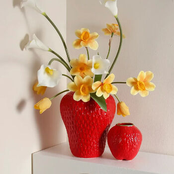 Pink Or Red Strawberry Ceramic Vase Homeware Gift, 4 of 5