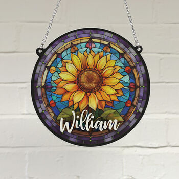 Sunflower Personalised Stained Glass Effect Suncatcher, 3 of 7