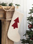 Large Winter White Christmas Stocking Red Tree Design, thumbnail 1 of 3