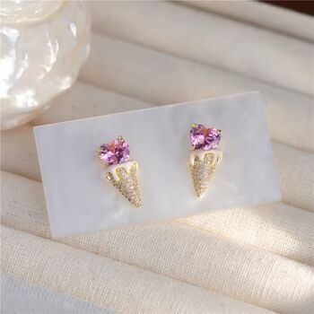 Monaco D’or Gold Love Crystal Ice Cream Gift Stud Earrings, 3 of 4