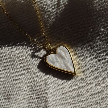 White Shell Heart Pendant Necklace, 4 of 7