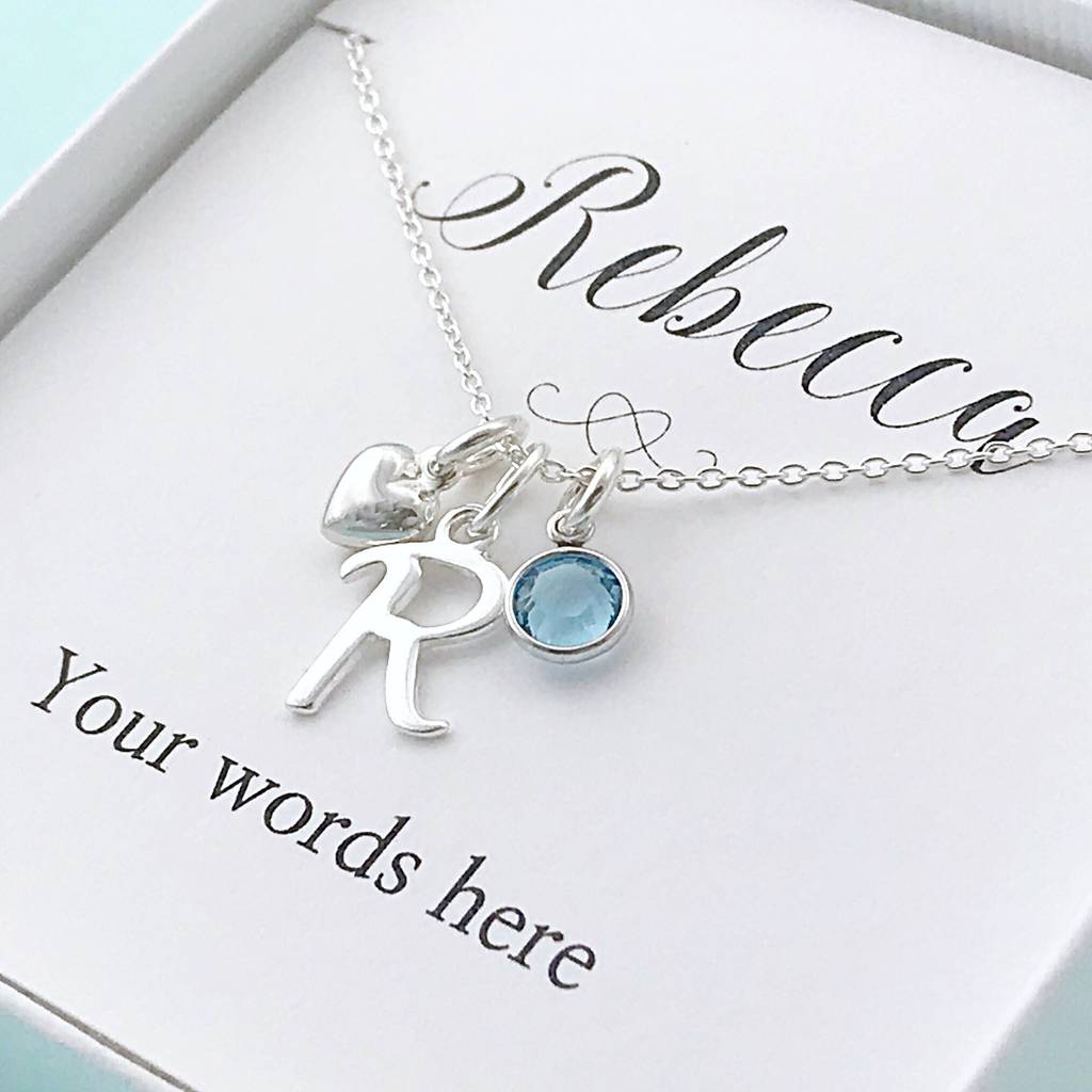 Personalised Birthstone And Initial Necklace, 1 of 5