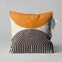Abstract Ecru Pillow Cover With Orange Black Pattern, thumbnail 1 of 7
