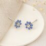 Sterling Silver Blue Forget Me Not Stud Earrings – 5mm, thumbnail 3 of 9