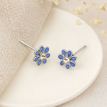 Sterling Silver Blue Forget Me Not Stud Earrings – 5mm, 3 of 9