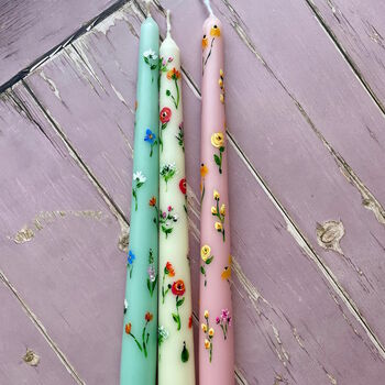 Hand Painted Bright Summer Floral Candles, 3 of 3