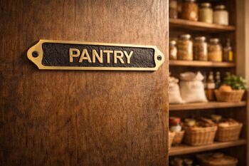 Decorative Brass Pantry Door Sign Plate With Black Finish, 4 of 7