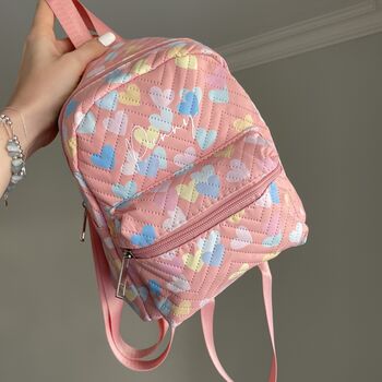 Personalised Childrens Pastel Heart Small Backpack, 2 of 7