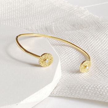 Pearl Disc Gold Vermeil Cuff Bracelet, 4 of 8