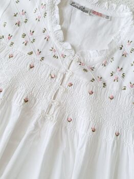 Women's Personalised White Cotton Rosebud Nightdress, 7 of 7