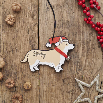 Corgi Dog Christmas Tree Decoration Personalisation Available, 3 of 4