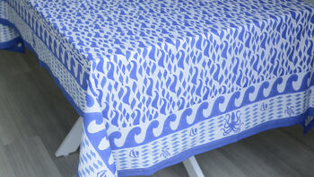 Blue And White Cotton Tablecloth, Seabreeze, 3 of 6