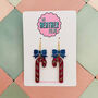 Candy Cane Glitter Resin Christmas Earrings Red And White, Pink And Blue, thumbnail 8 of 8