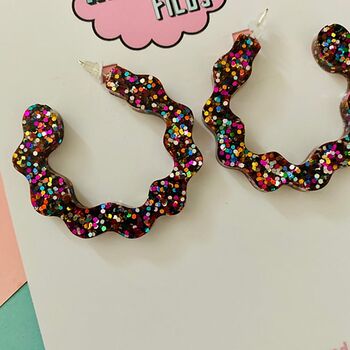 Sparkly Rainbow Glitter Hoop Earrings, 2 of 2