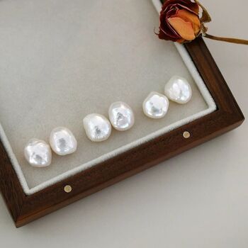 Fiji Ivory Silver Pearl Charm Stud Gift Earrings, 3 of 4