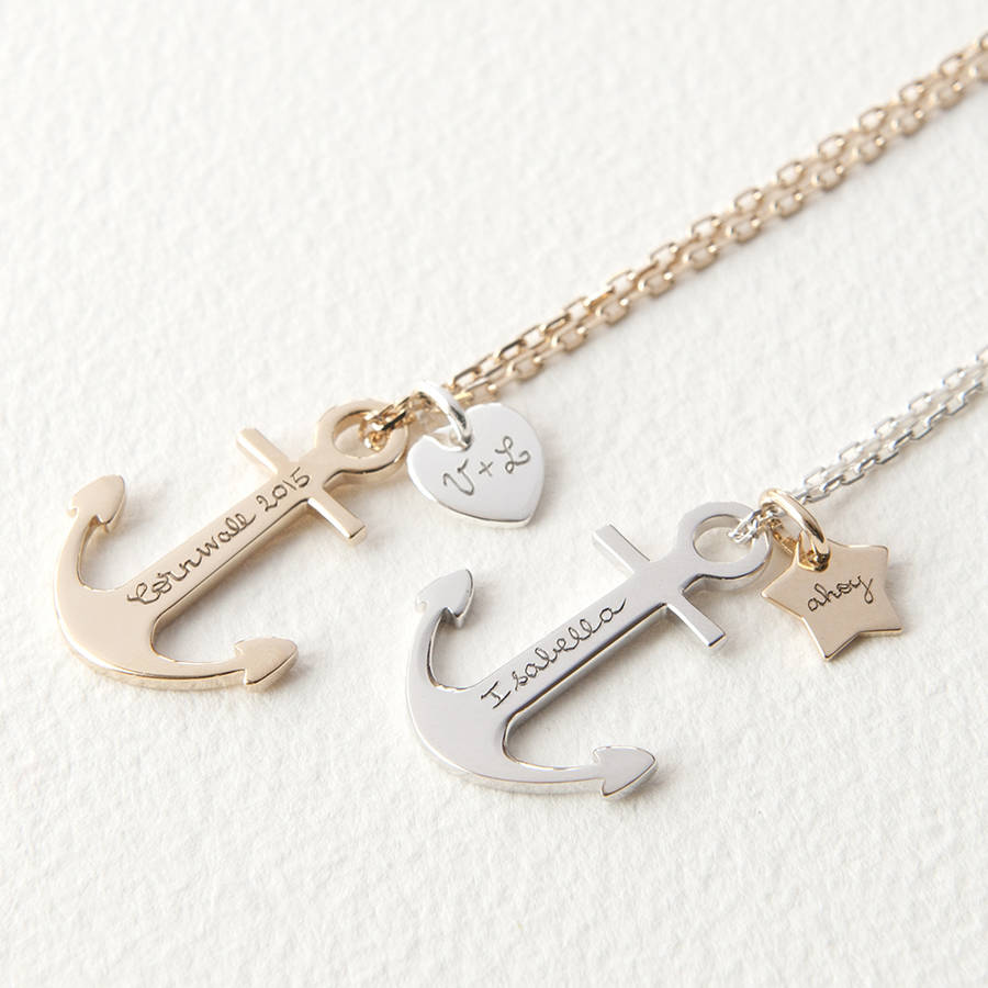 Personalised Anchor Necklace By Merci Maman