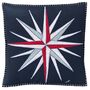 Embroidered Navy Wool Nautical Compass Cushion, thumbnail 1 of 2