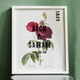 Botanical Rose Personalised Wedding Date Print, thumbnail 1 of 3