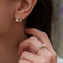Dainty Baroque Pearl Peridot And Zircon Stud Earrings, thumbnail 1 of 7
