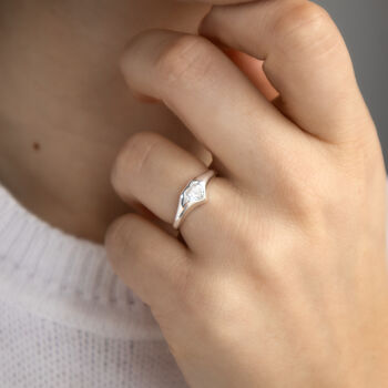 Sterling Silver Chunky Heart Gemstone Ring, 3 of 8