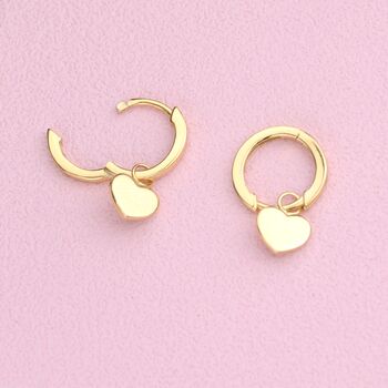 Gold Modern Heart Huggie Hoop Earrings, 4 of 8