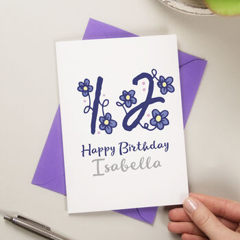 Personalised Cute Flower Age Birthday Card, 2 of 3