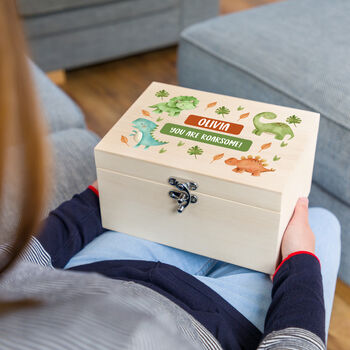 Personalised Dinosaur Keepsake Box Gift For Children, 3 of 6