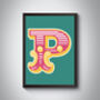 P Letter Bold Carnival Initial Art Print Circus Print, thumbnail 1 of 4