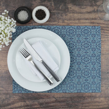 Blue Liberty Flower Canvas Fabric Placemat Set, 9 of 11