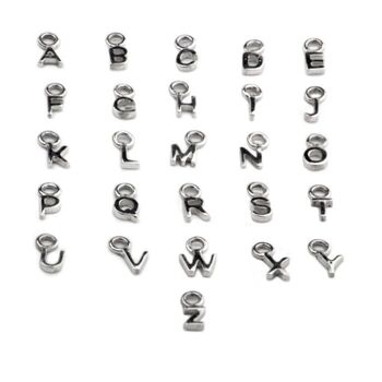 Open Hoop Stud Earrings With Alphabet Charms In Silver, 5 of 7