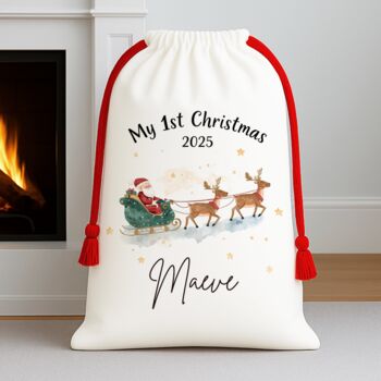 1st Christmas Santa Sleigh Christmas Sack, 3 of 3