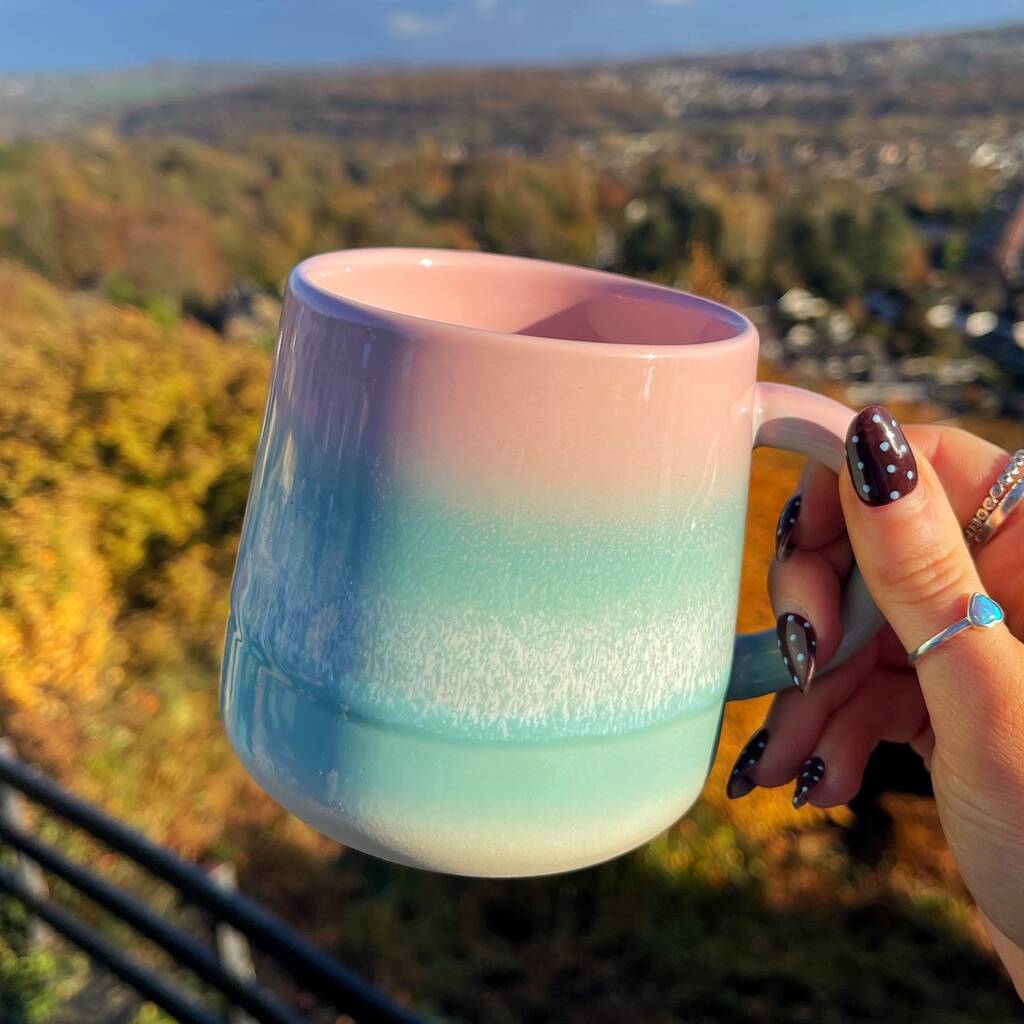 Mojave Glaze Powder Pink And Teal Mug, 1 of 2