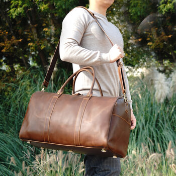 Genuine Leather Holdall, 3 of 12