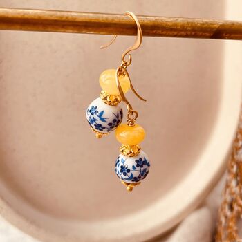 Blue And White Ceramic Floral Earrings, 4 of 4
