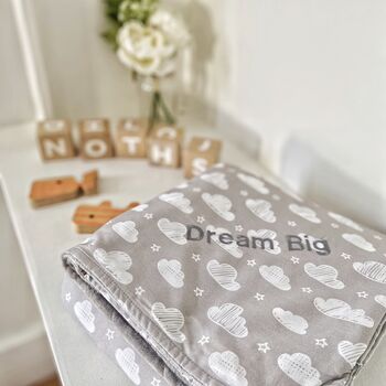 Personalised Grey Cloud Children's Weighted Blanket, 3 of 12