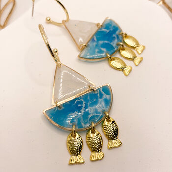 Sailing Boat, Resin And Clay Statement Earrings, 2 of 11