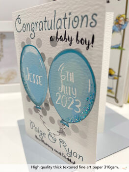 Personalised Balloons Baby Twins New Parents Card, 3 of 10