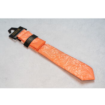 Coral Orange Wedding Tie Set And Socks Groomsmen Gift, 3 of 7