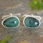 Natural Oval Emerald Cufflinks In Sterling Silver, thumbnail 1 of 3