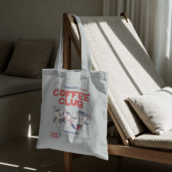 Coffee Club Tote Bag, Cotton Shoulder Bag, 5 of 12