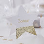 Gold Glitter Star Shaped Christmas Place Cards, thumbnail 1 of 3