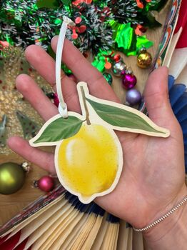 Lemon Wooden Tree Decoration, 2 of 2