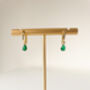 Gold And Green Teardrop Hinged Huggie Earrings, thumbnail 7 of 9