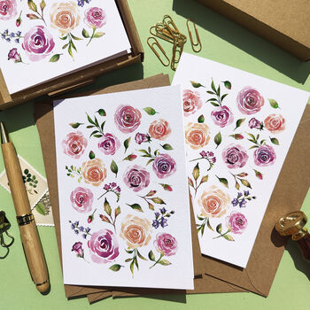 Pink Roses Note Cards And Envelopes, 4 of 5