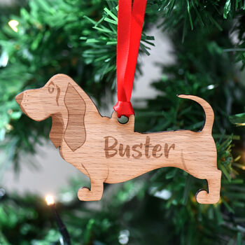 Basset Hound Personalised Dog Wooden Decoration, 5 of 6