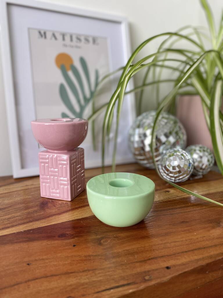 Mint Green Candle Holder Stack By Rock On Ruby