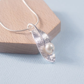 Silver Leaf Pearl Pendant, 2 of 4
