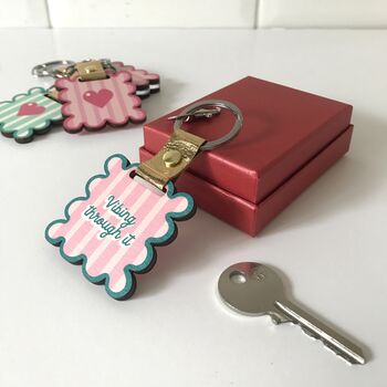 Personalised Pink And Teal Wavey Keychain And Bag Charm, 2 of 4