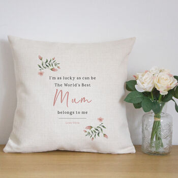 Worlds Best Mum Cushion, Personalised Mother Keepsake, 3 of 7